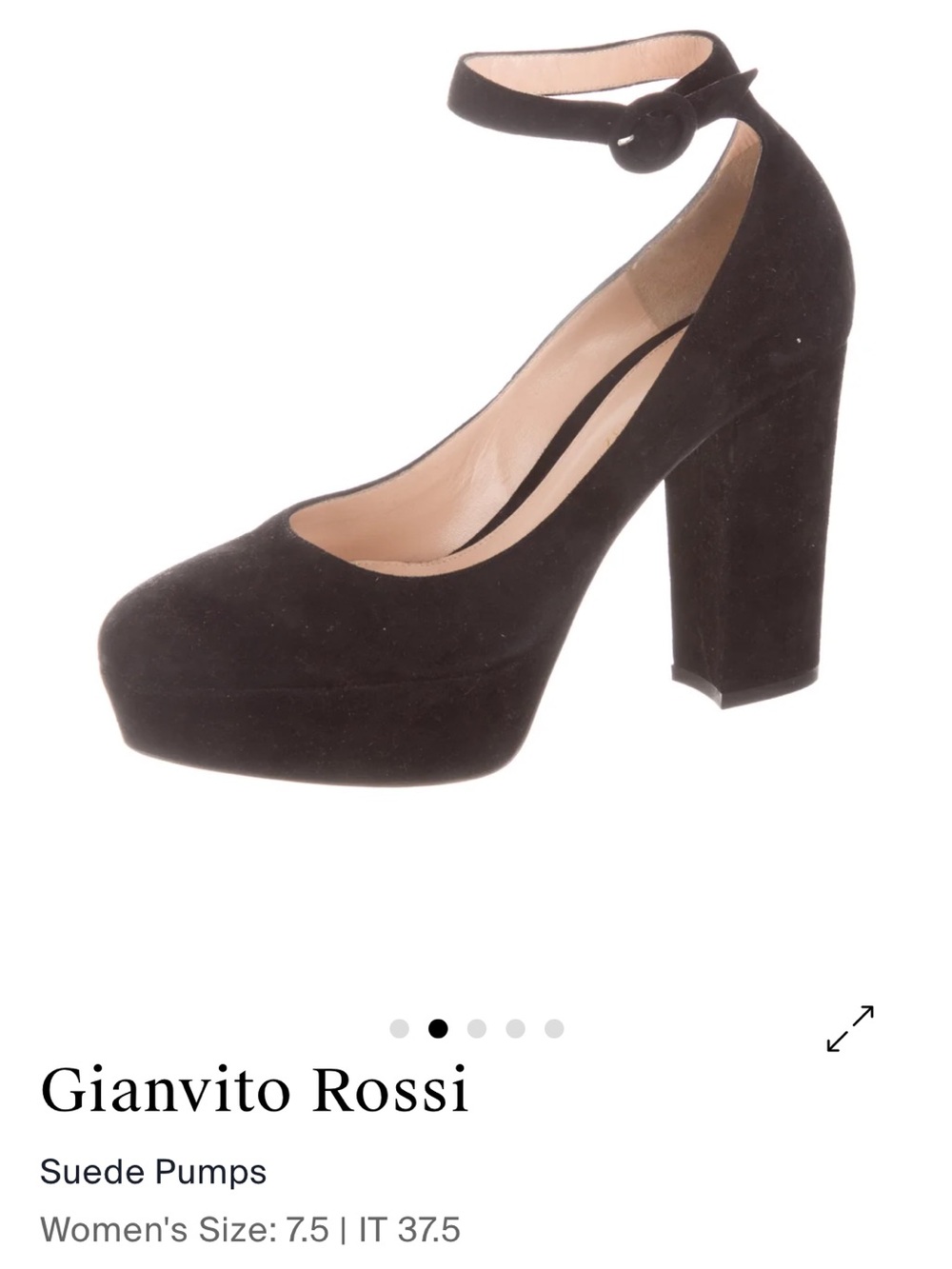 Gianvito Rossi Black Suede Platform Mary Jane Pump with Ankle Strap